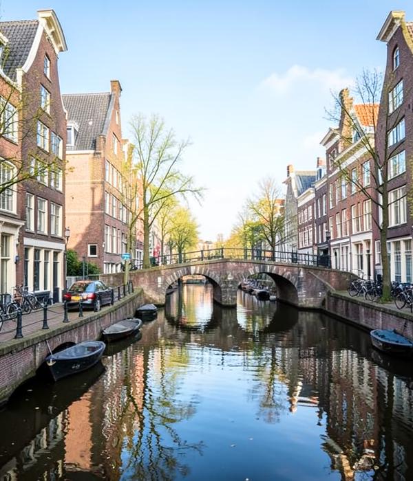 Amsterdam canal houses and bridge
